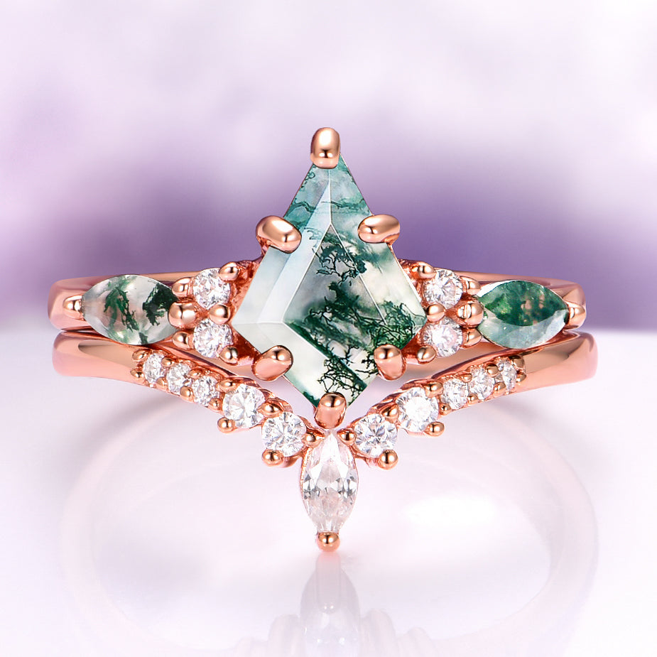 Skye Kite® Moss Agate Couples Ring Set