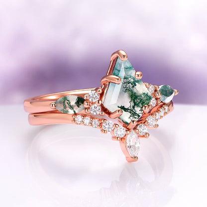 Skye Kite® Moss Agate Couples Ring Set