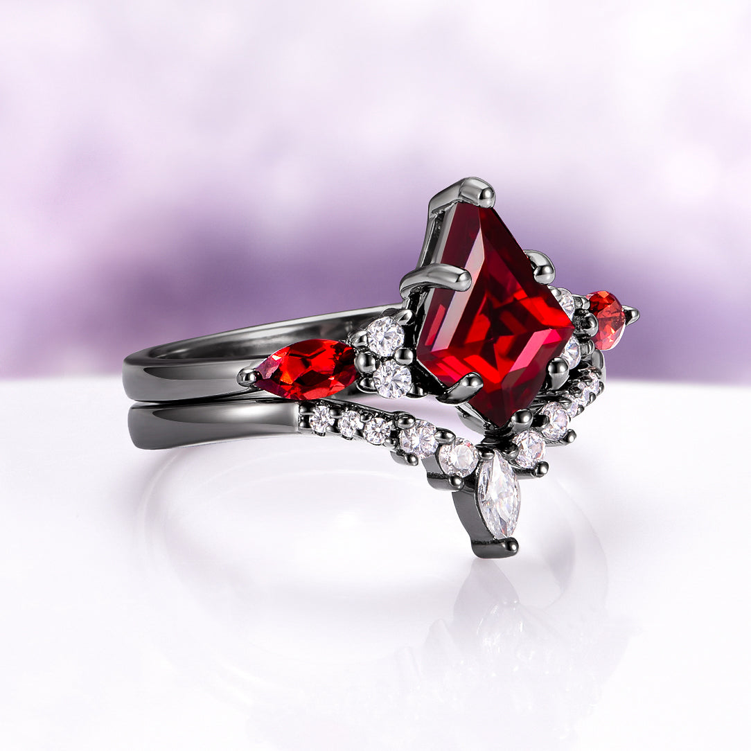 Skye Kite® Natural Red Garnet Couples Ring Set