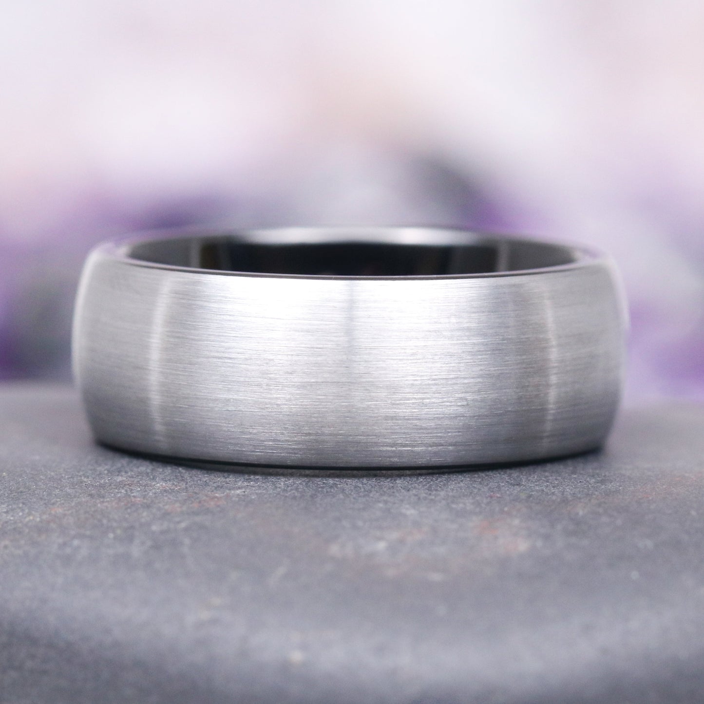 Gray Moissanite Crescent Moon Couples Ring Set