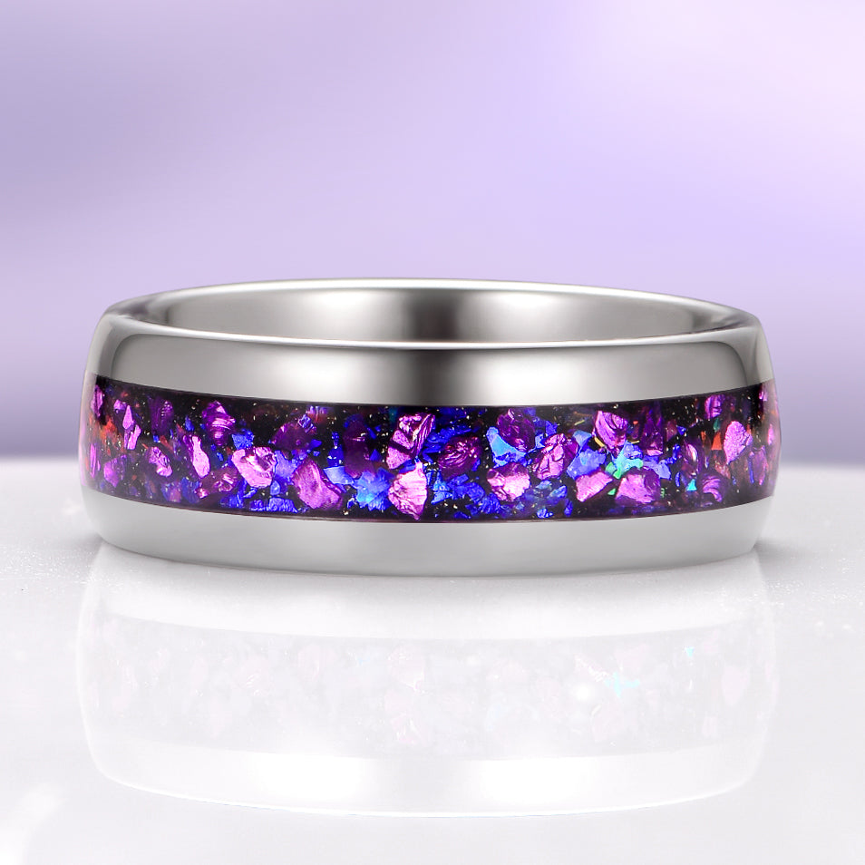 Galaxy Alexandrite Leaf Couples Ring Set