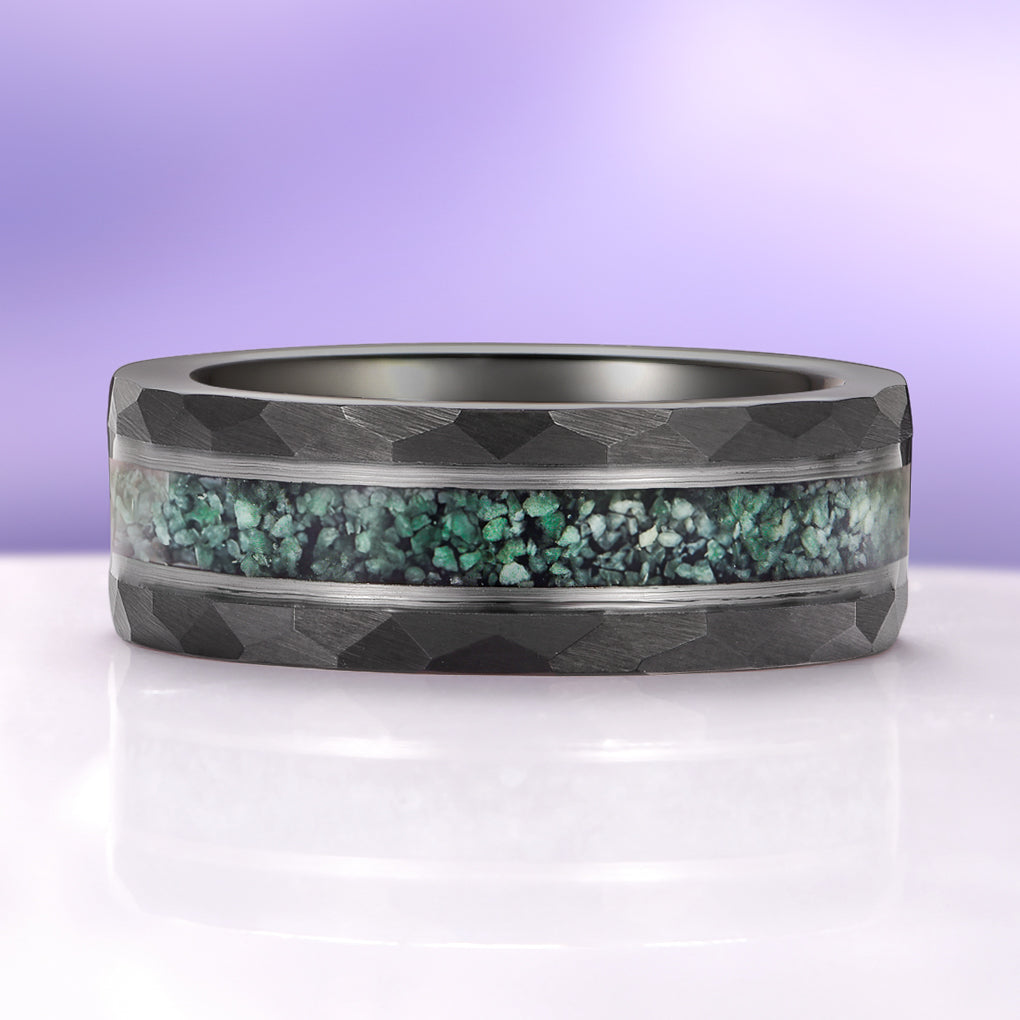 Green Moss Agate Twirl Couples Ring Set