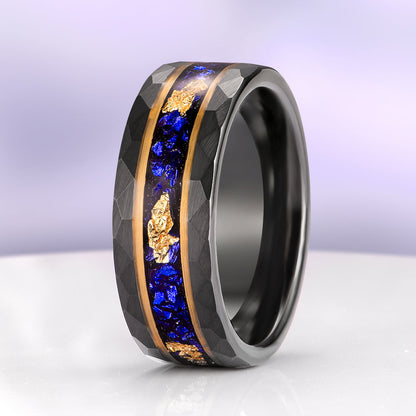 Skye Kite® Blue Sapphire & Gold Leaf Couples Ring Set