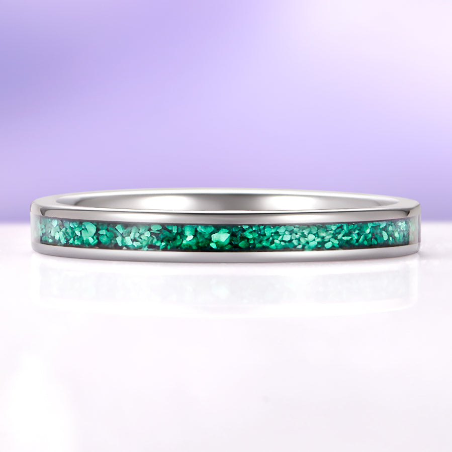 Natural Malachite Minimalist Couples Ring Set