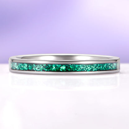 Natural Malachite Minimalist Couples Ring Set