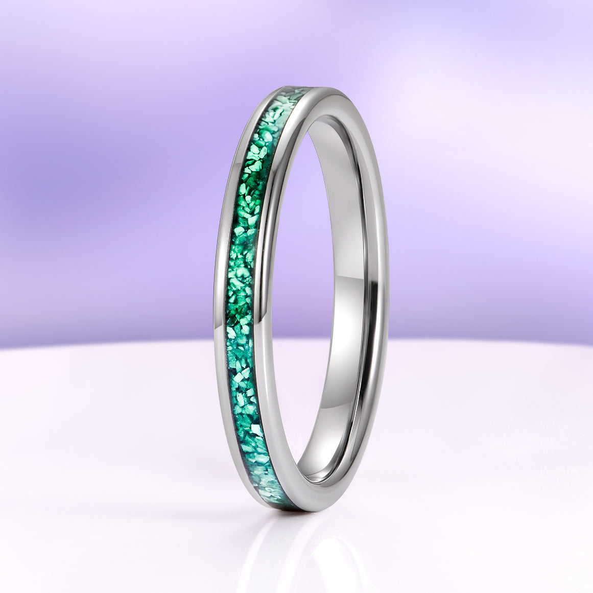 Natural Malachite Minimalist Couples Ring Set
