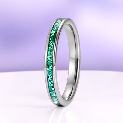 Natural Malachite Minimalist Couples Ring Set