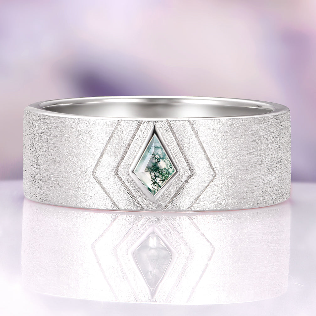 Elowen Moss Agate Couples Ring Set