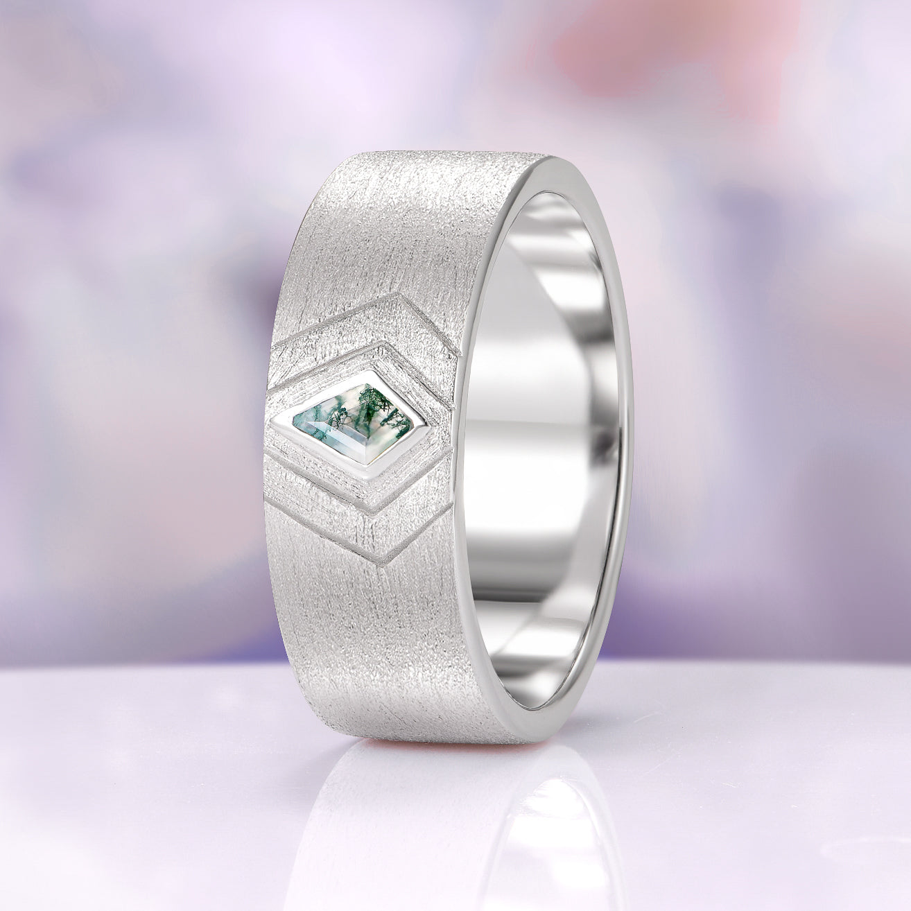 Elowen Moss Agate Couples Ring Set