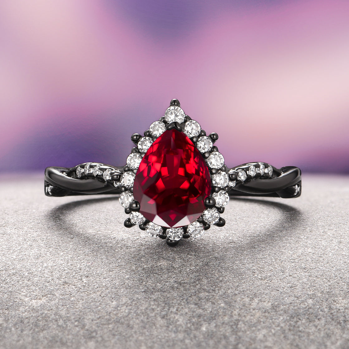 Briar Natural Red Garnet Couples Ring Set