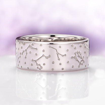 Moissanite & Crescent Moon Constellation Couples Ring Set
