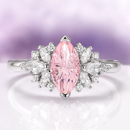 Adeline Unique Fireworks Cut Morganite Couples Ring Set