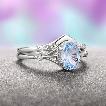 Celtic Aquamarine Couples Ring Set