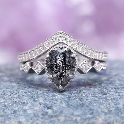 Rutilated Quartz Couples Ring Set