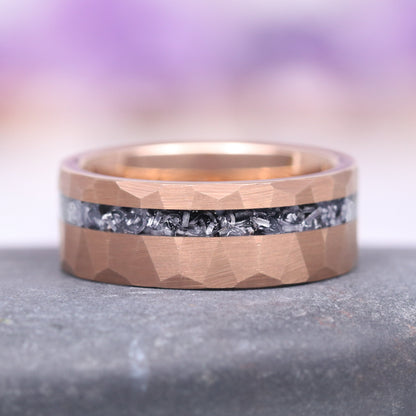 Galaxy Salt and Pepper (Herkimer) Diamond & Meteorite Couples Ring Set