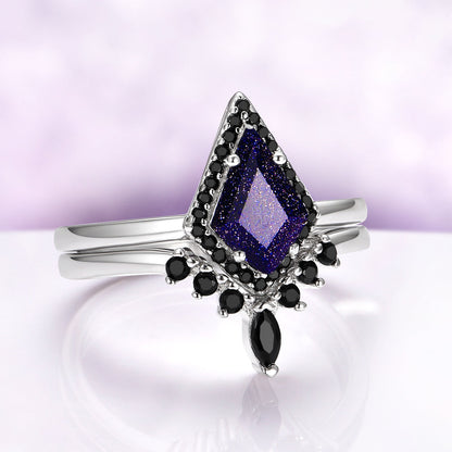Starry Night & Black Onyx Couples Ring Set