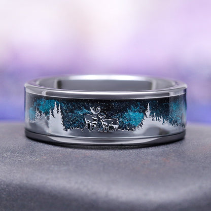 Skye Kite® London Blue Topaz & Emerald Deer Couples Ring Set
