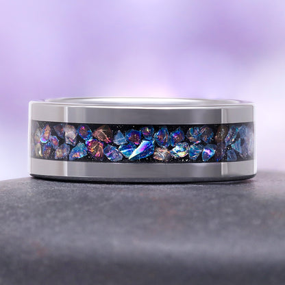 Mystical Fairy Rainbow Moissanite Couples Ring Set