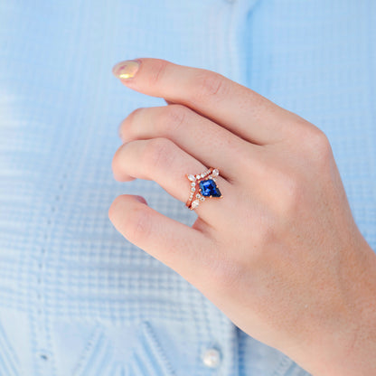 Skye Kite® Orion Nebula™ & Cornflower Sapphire Couples Ring Set