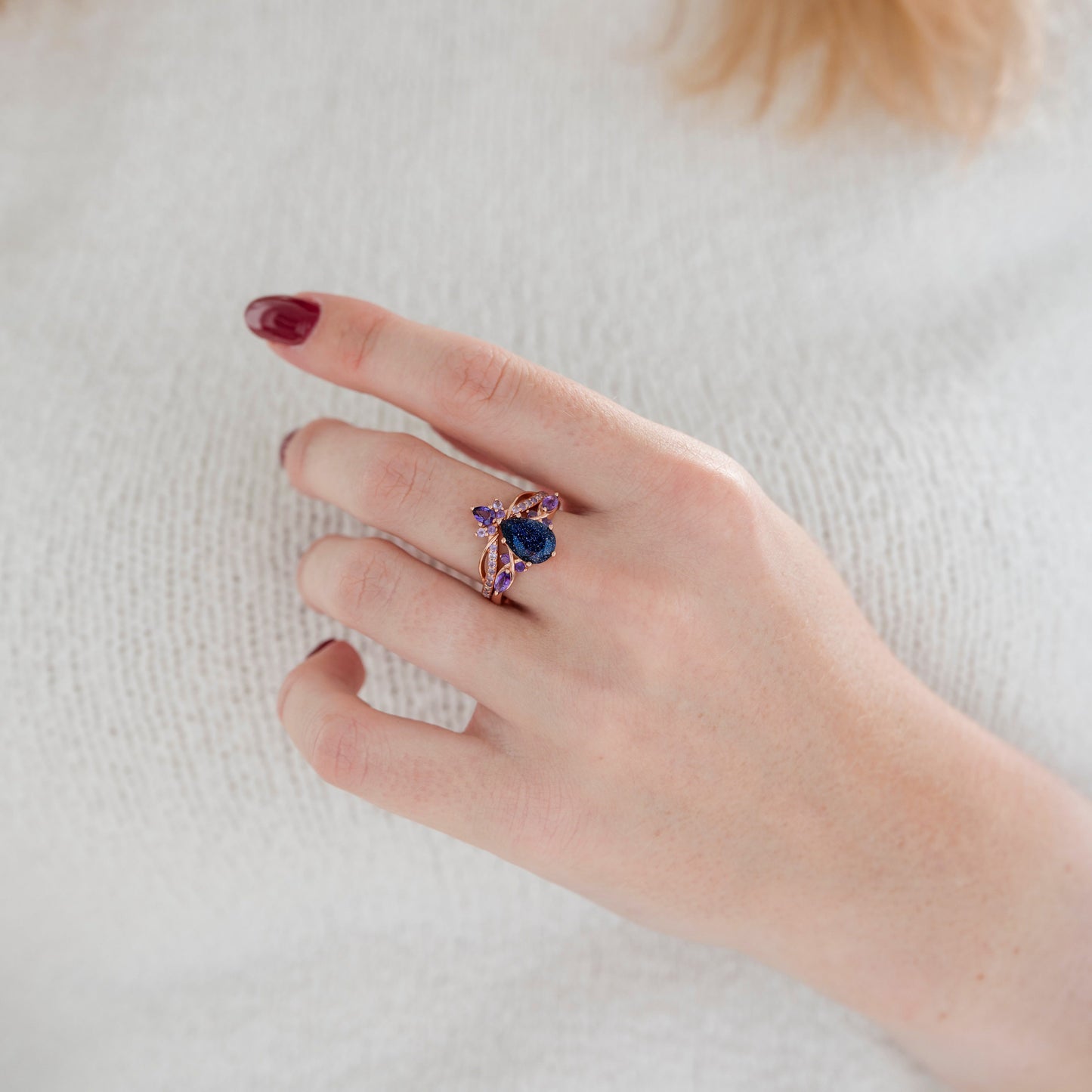Feyra Starry Night & Amethyst Couples Ring Set