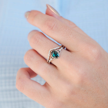 Celtic Natural London Blue Topaz Couples Ring Set