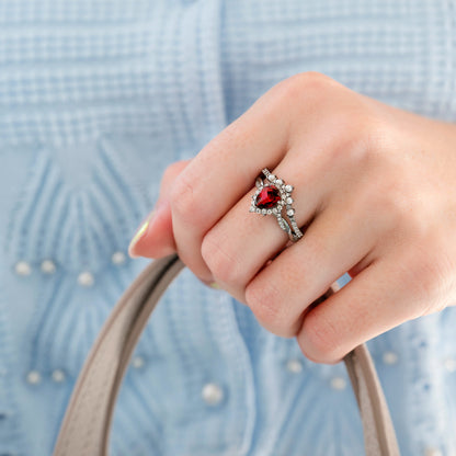 Briar Natural Red Garnet Couples Ring Set