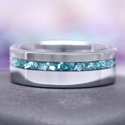 Fireworks Cut Aquamarine Couples Ring Set