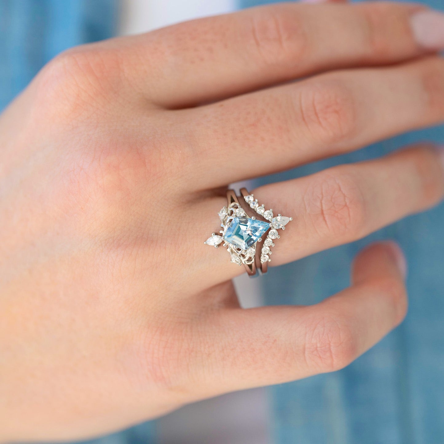 Elowen Aquamarine Couples Ring Set