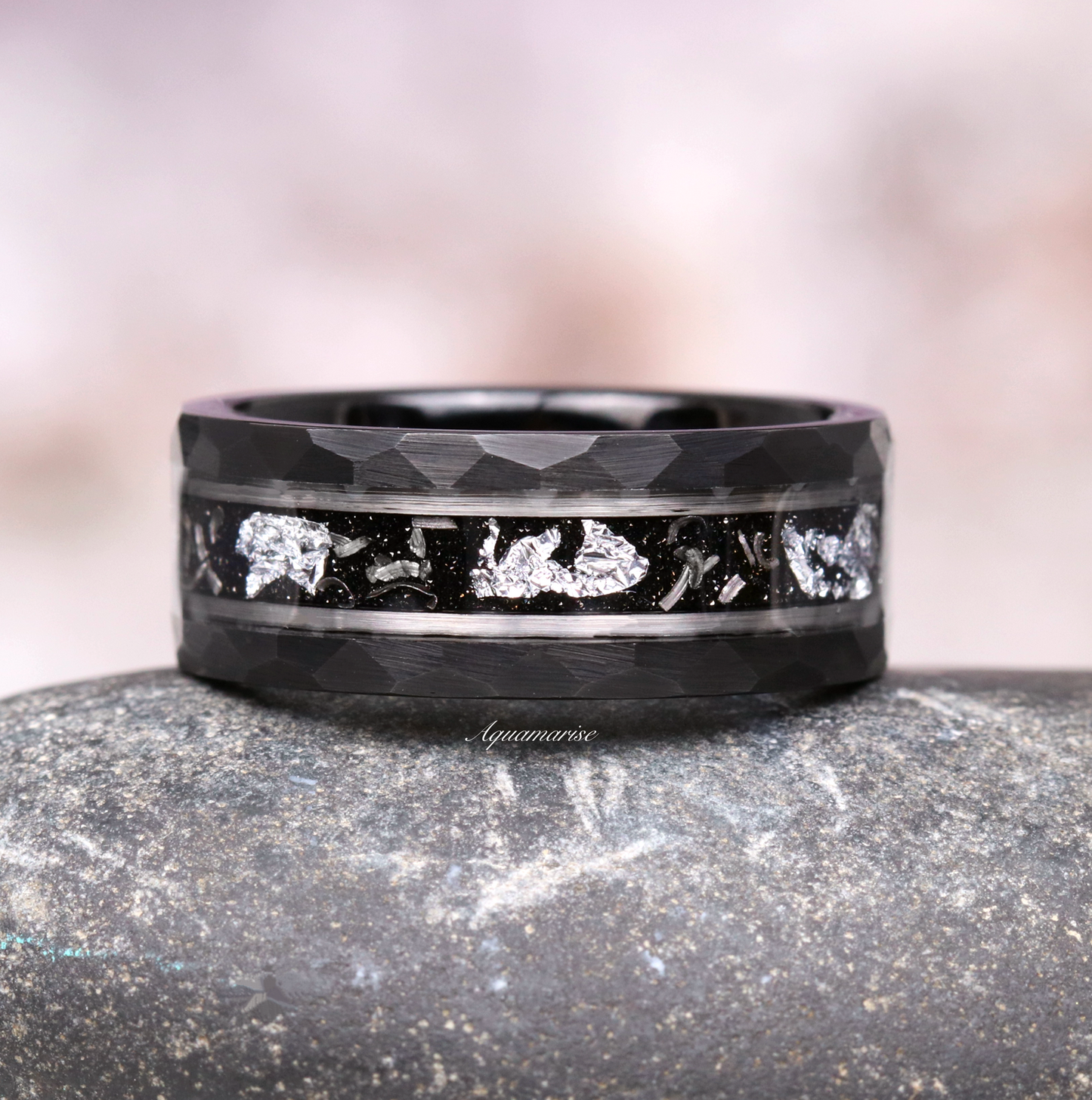 Black Onyx & Meteorite Couples Ring Set