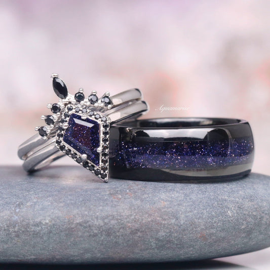Starry Night & Black Onyx Couples Ring Set