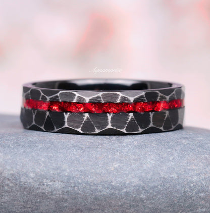 Red Dragon Garnet & Black Onyx Couples Ring Set