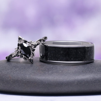 Shadow Queen Black Onyx Couples Ring Set