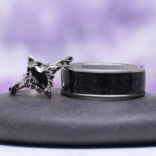 Shadow Queen Black Onyx Couples Ring Set