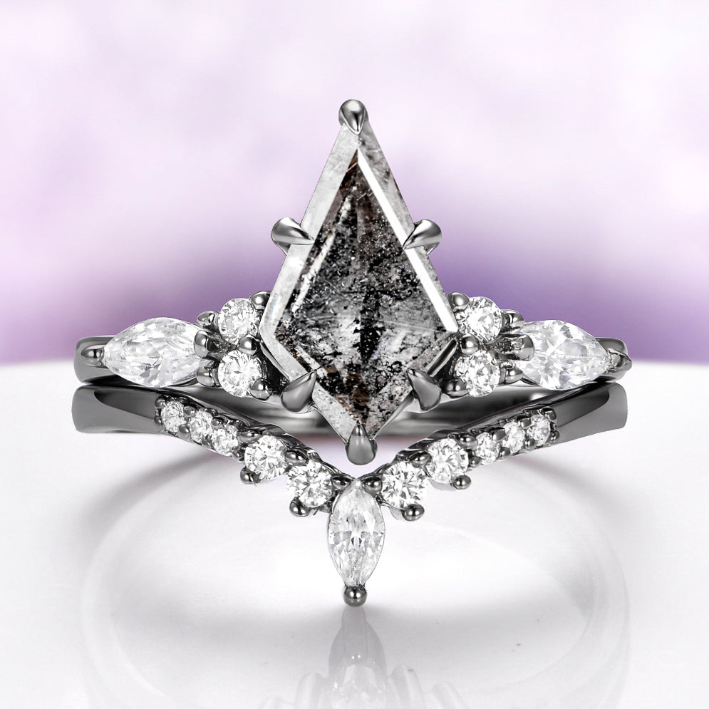 Skye Kite® Galaxy Herkimer Diamond & Meteorite Couples Ring Set