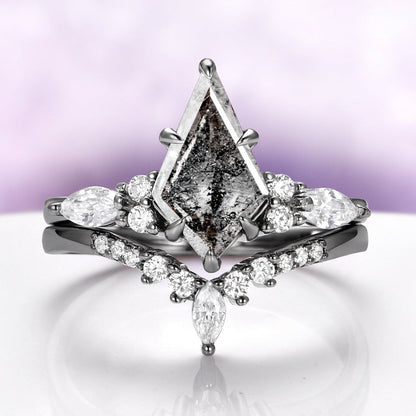 Skye Kite® Galaxy Herkimer Diamond & Meteorite Couples Ring Set