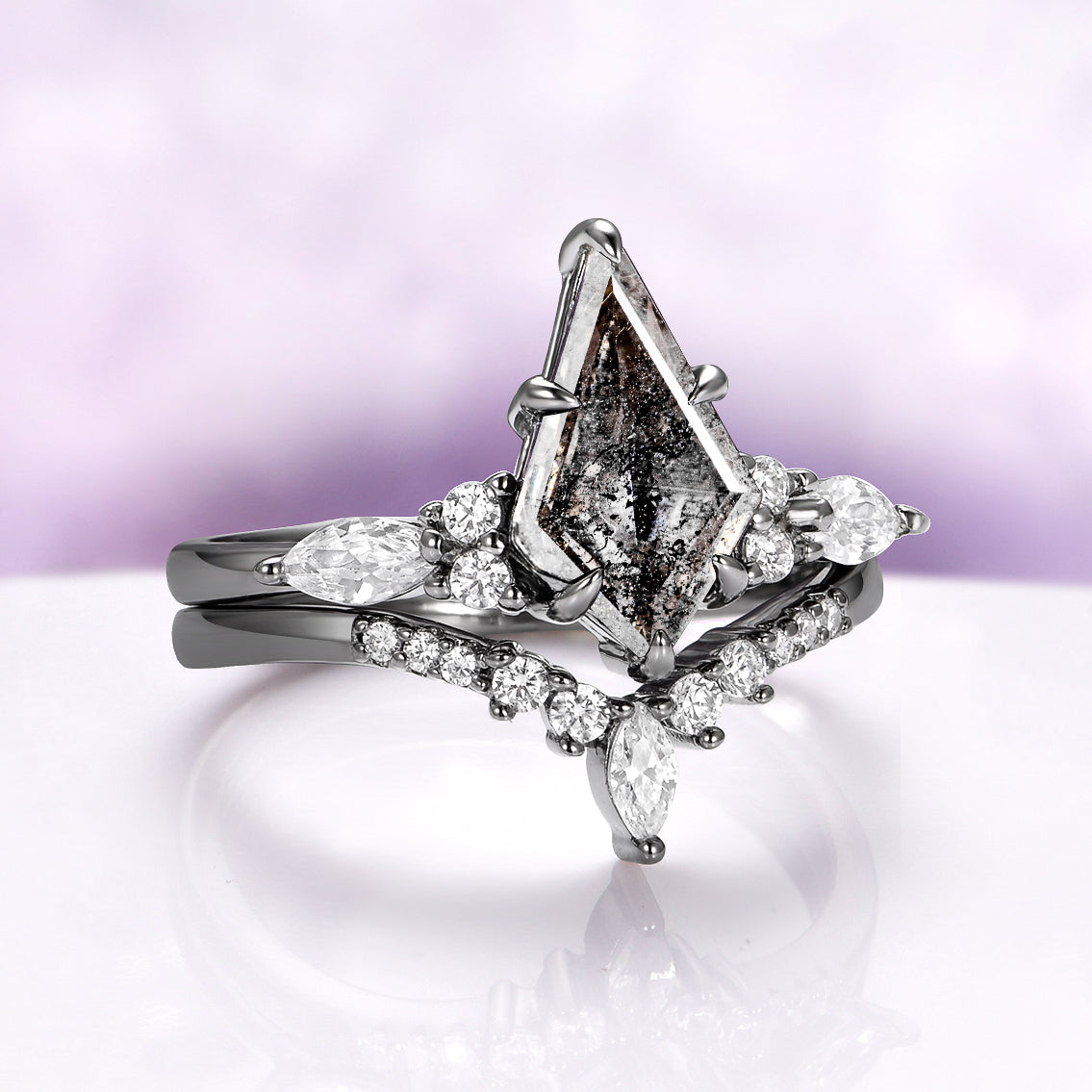 Skye Kite® Galaxy Herkimer Diamond & Meteorite Couples Ring Set