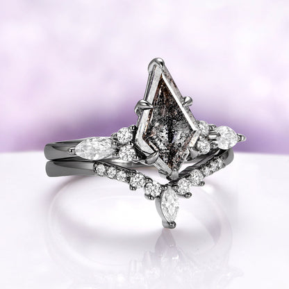 Skye Kite® Galaxy Herkimer Diamond & Meteorite Couples Ring Set