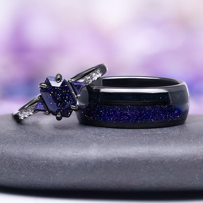 Starry Night™ Geometric Couples Ring Set