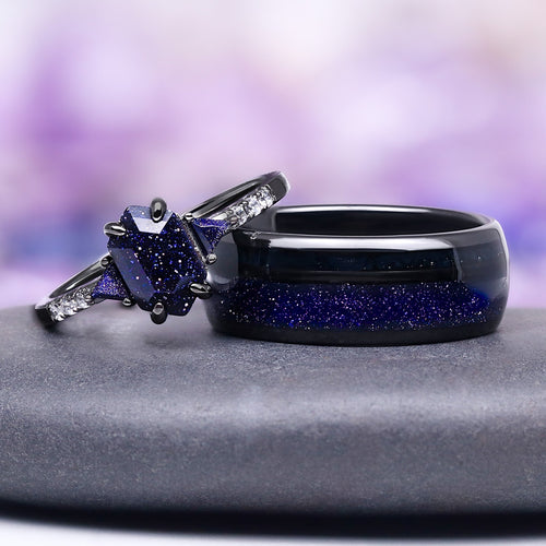 Starry Night™ Geometric Couples Ring Set