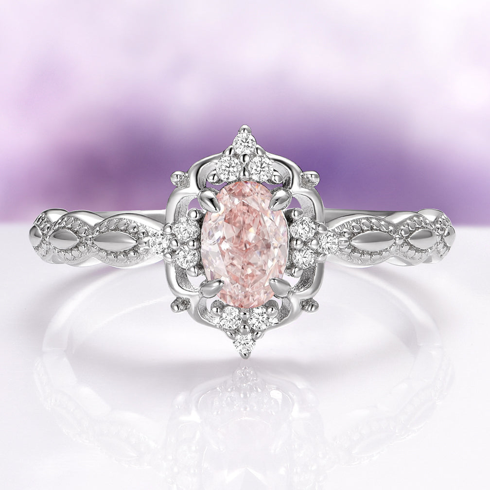 Vintage Morganite Couples Ring Set