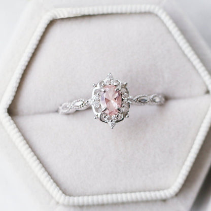 Vintage Morganite Couples Ring Set