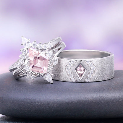 Elowen Morganite Couples Ring Set