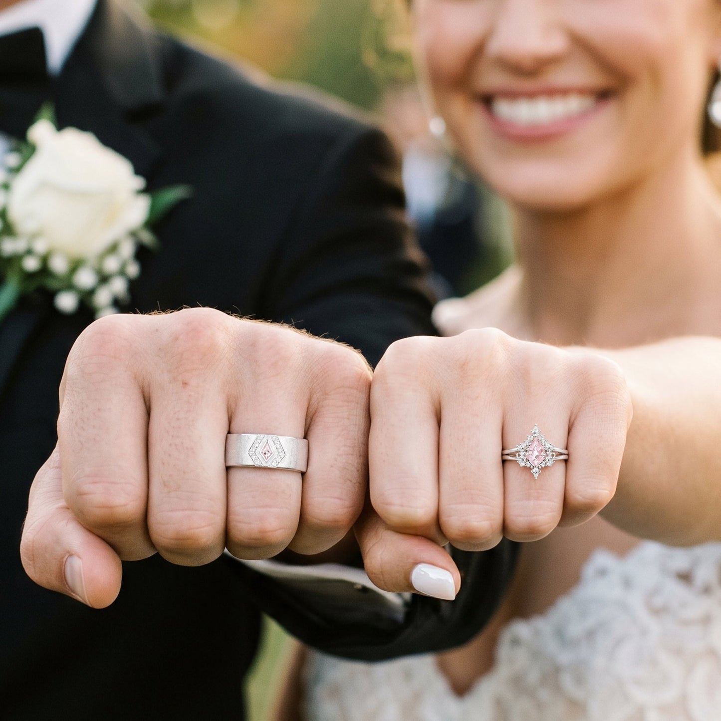 Elowen Morganite Couples Ring Set