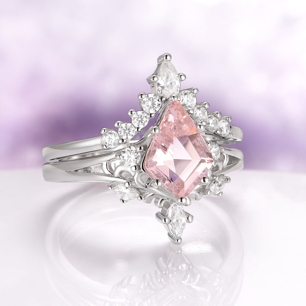 Elowen Morganite Couples Ring Set