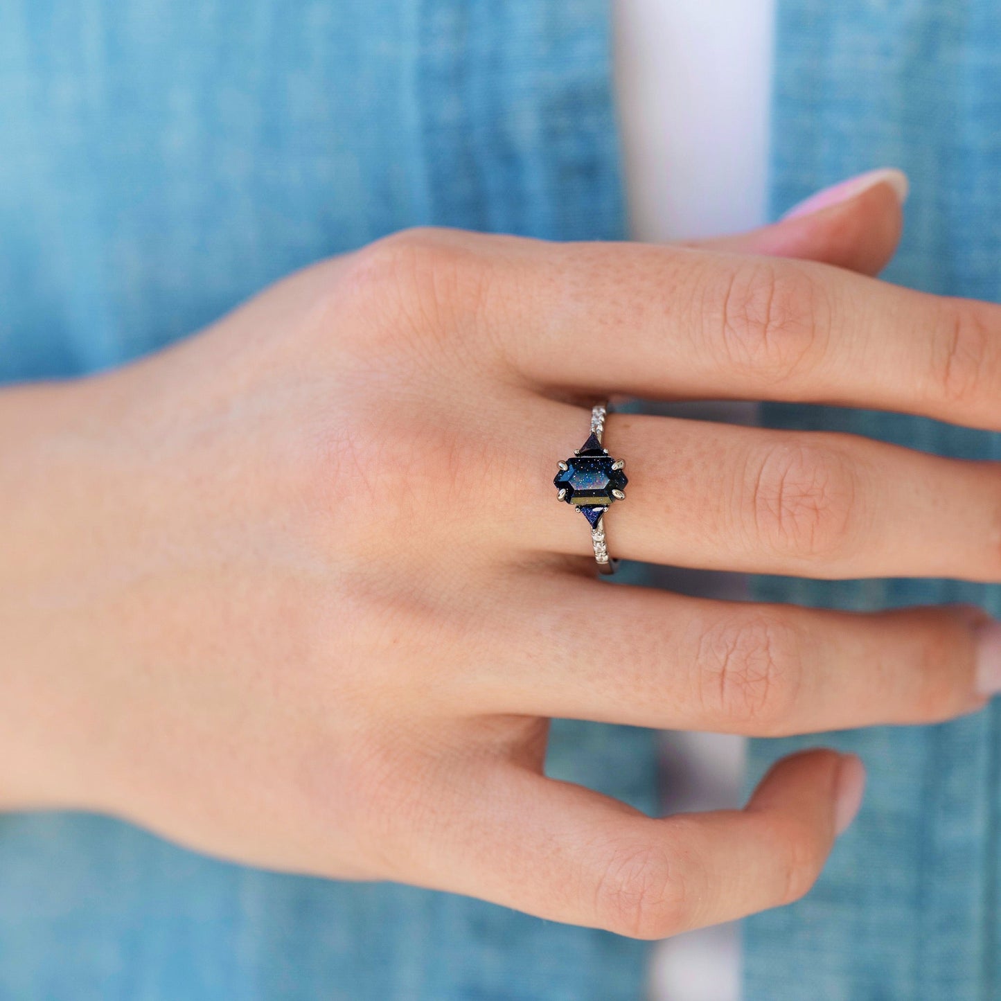 Starry Night™ Geometric Couples Ring Set