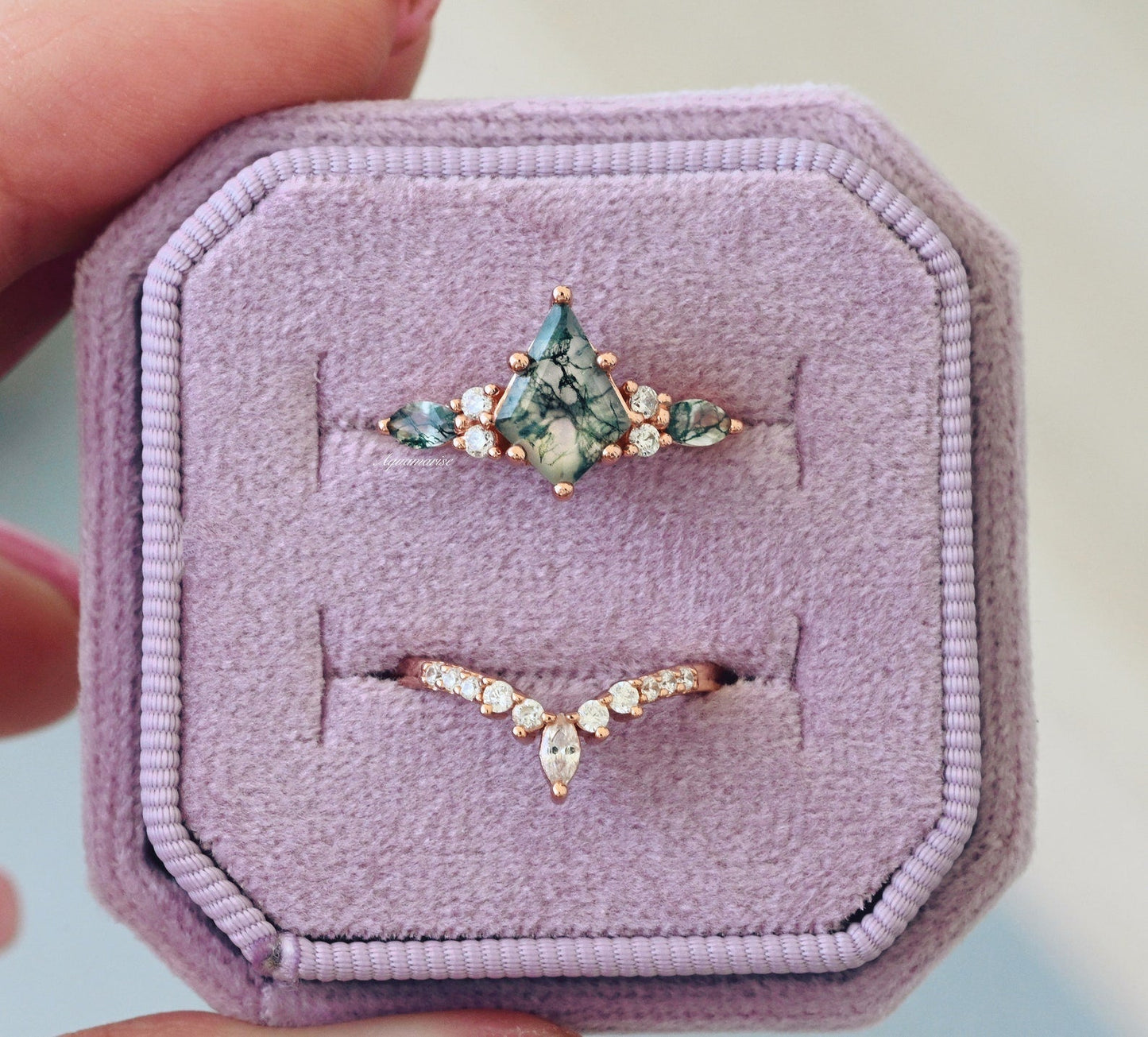 Skye Kite® Moss Agate Couples Ring Set