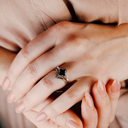 Black Onyx & Meteorite Couples Ring Set