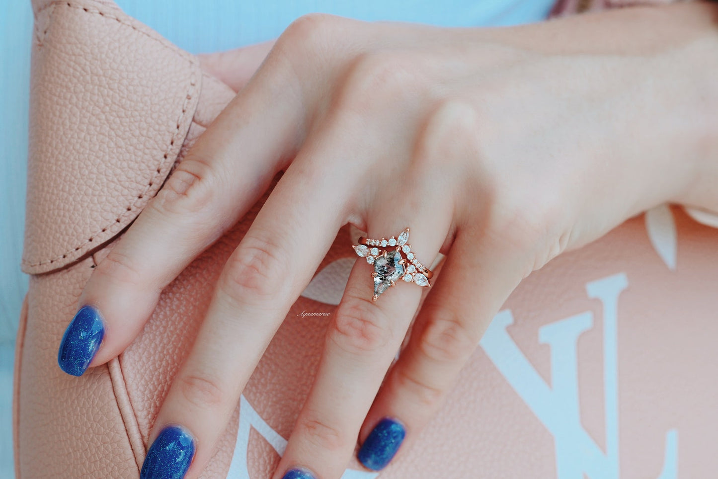Skye Kite® Galaxy Salt & Pepper (Herkimer) Diamond & Meteorite Couples Ring Set
