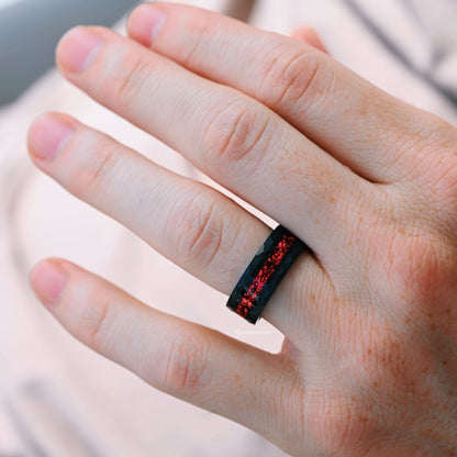 Crushed Red Garnet Couples Ring Set