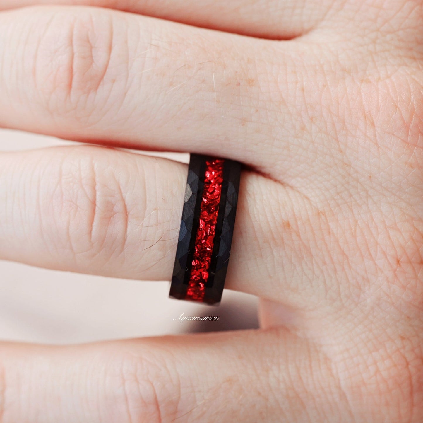 Crushed Red Garnet Couples Ring Set